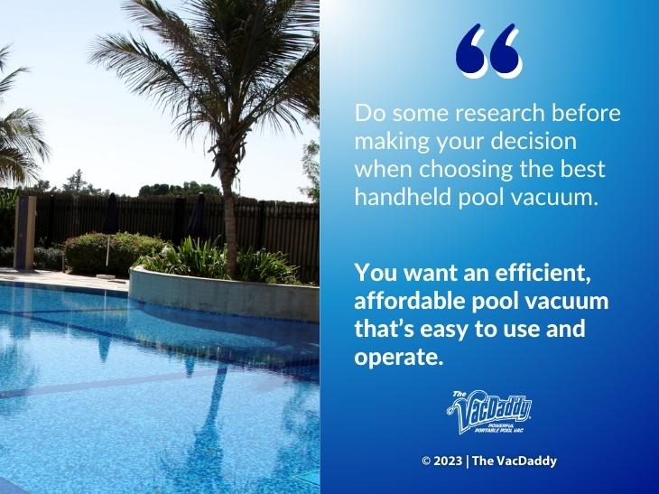 Callout 1: Quote from text about handheld pool vacuum research before buying